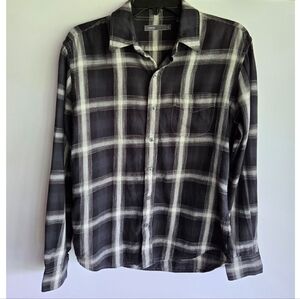 Vince 100% Cotton Black & White Plaid Shirt Size S Flannel Shirt